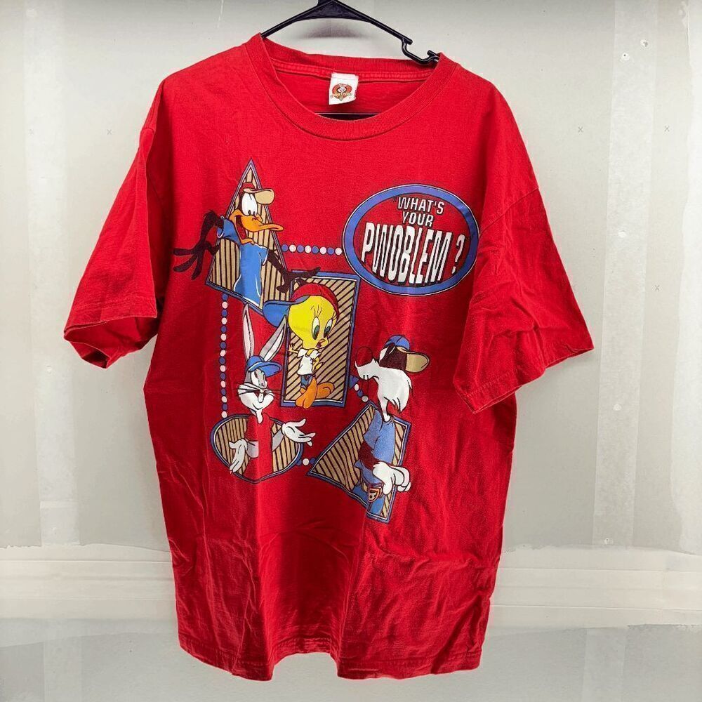 VTG‎ Y2K Looney Tunes Tweety What's Your Problem Bugs Daffy Sylvester Shirt XL